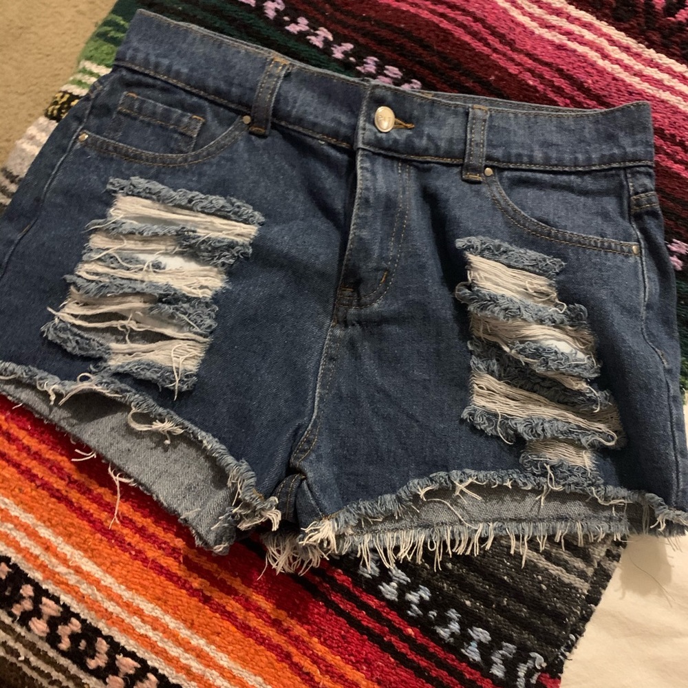 High waisted jean shorts